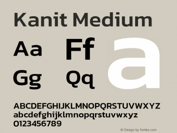 Kanit Medium Version 2.000; ttfautohint (v1.8.3) Font Sample
