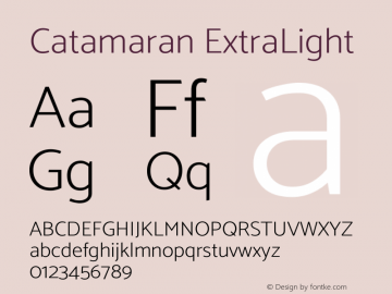 Catamaran ExtraLight Version 2.000 Font Sample