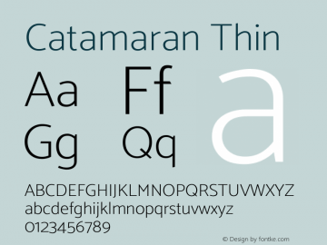 Catamaran Thin Version 2.000 Font Sample