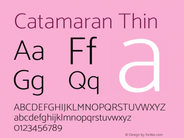 Catamaran Thin Version 2.000 Font Sample