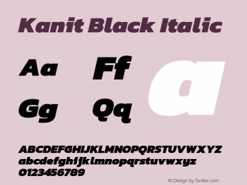 Kanit Black Italic Version 2.000; ttfautohint (v1.8.3)图片样张