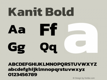 Kanit Bold Version 2.000; ttfautohint (v1.8.3) Font Sample