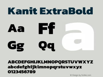 Kanit ExtraBold Version 2.000; ttfautohint (v1.8.3) Font Sample