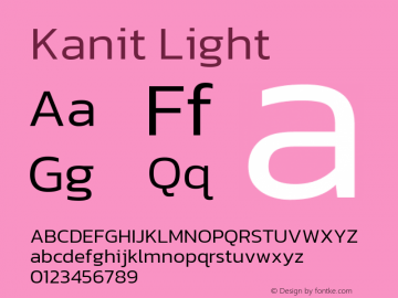 Kanit Light Version 2.000; ttfautohint (v1.8.3) Font Sample