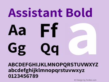 Assistant Bold Version 3.000 Font Sample