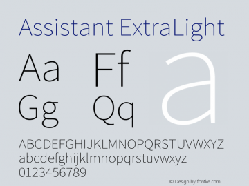 Assistant ExtraLight Version 3.000 Font Sample