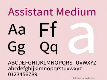 Assistant Medium Version 3.000 Font Sample