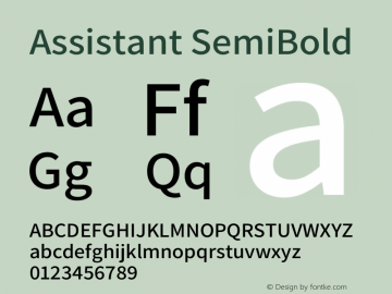 Assistant SemiBold Version 3.000 Font Sample
