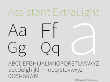 Assistant ExtraLight Version 3.000 Font Sample