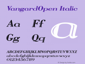 VangardOpen Italic The IMSI MasterFonts Collection, tm 1995, 1996 IMSI (International Microcomputer Software Inc.)图片样张