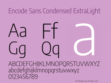 Encode Sans Condensed ExtraLight Version 3.002 Font Sample