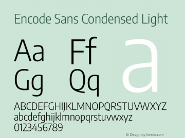 Encode Sans Condensed Light Version 3.002 Font Sample