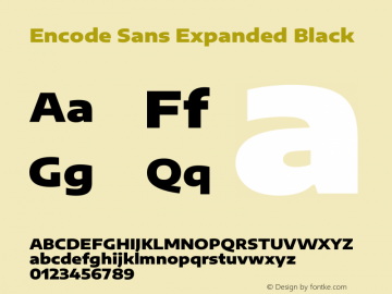 Encode Sans Expanded Black Version 3.002 Font Sample