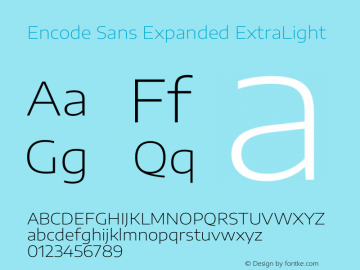Encode Sans Expanded ExtraLight Version 3.002 Font Sample