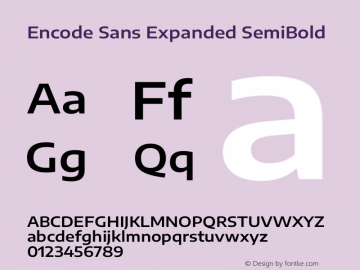 Encode Sans Expanded SemiBold Version 3.002 Font Sample