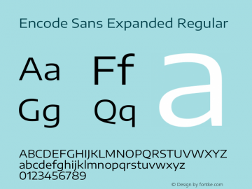 Encode Sans Expanded Regular Version 3.002 Font Sample