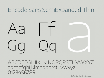 Encode Sans SemiExpanded Thin Version 3.002 Font Sample