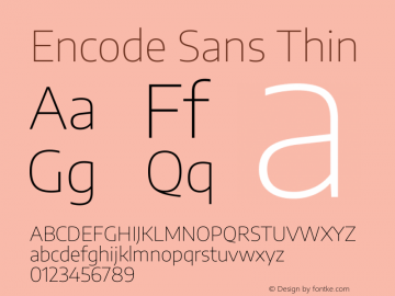 Encode Sans Thin Version 3.002 Font Sample