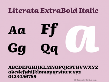 Literata ExtraBold Italic Version 3.002 Font Sample