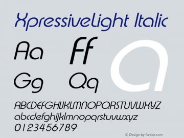 XpressiveLight Italic The IMSI MasterFonts Collection, tm 1995, 1996 IMSI (International Microcomputer Software Inc.)图片样张