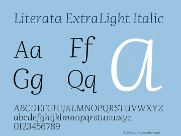 Literata ExtraLight Italic Version 3.002 Font Sample