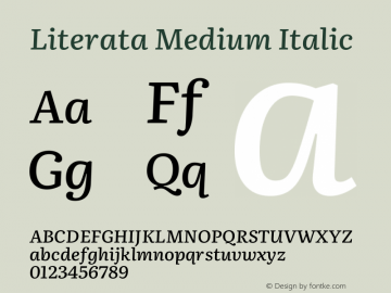 Literata Medium Italic Version 3.002 Font Sample