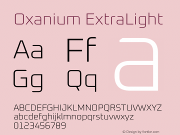 Oxanium ExtraLight Version 2.000 Font Sample