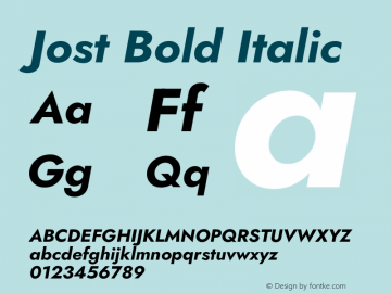 Jost Bold Italic Version 3.7 Font Sample