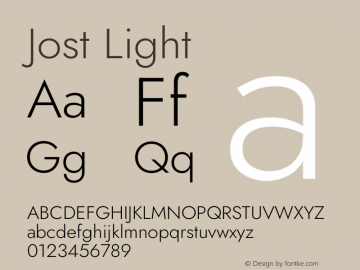 Jost Light Version 3.7 Font Sample