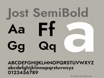Jost SemiBold Version 3.7 Font Sample