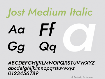 Jost Medium Italic Version 3.7 Font Sample