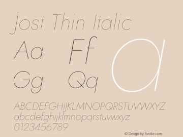 Jost Thin Italic Version 3.7图片样张