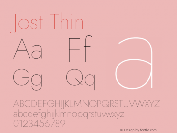 Jost Thin Version 3.7 Font Sample