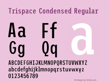 Trispace Condensed Regular Version 1.210 Font Sample