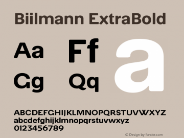 Biilmann-ExtraBold Version 1.000;PS 1.0;hotconv 1.0.88;makeotf.lib2.5.647800图片样张