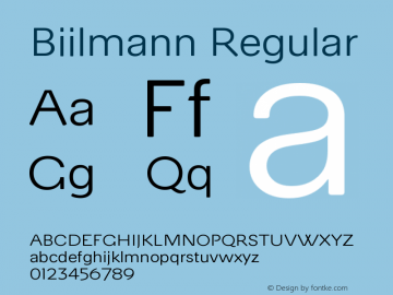 Biilmann-Regular Version 1.000;PS 1.0;hotconv 1.0.88;makeotf.lib2.5.647800 Font Sample