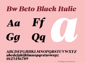 Bw Beto Black Italic Version 1.000;PS 001.000;hotconv 1.0.88;makeotf.lib2.5.64775图片样张