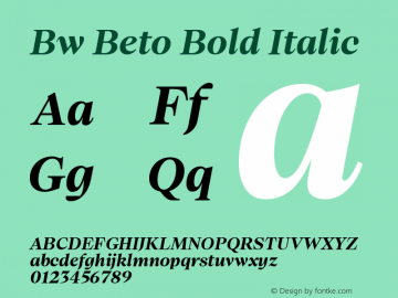 Bw Beto Bold Italic Version 1.000;PS 001.000;hotconv 1.0.88;makeotf.lib2.5.64775 Font Sample