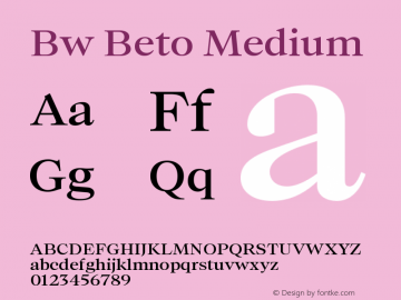 Bw Beto Medium Version 1.000;PS 001.000;hotconv 1.0.88;makeotf.lib2.5.64775 Font Sample