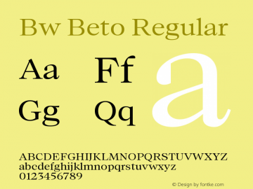 Bw Beto Regular Version 1.000;PS 001.000;hotconv 1.0.88;makeotf.lib2.5.64775 Font Sample