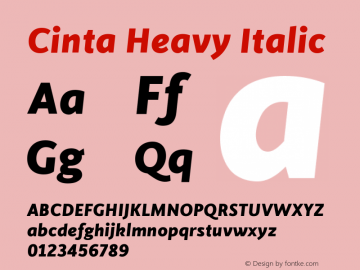 CintaHeavy-Italic Version 1.000 Font Sample