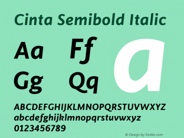 CintaSemibold-Italic Version 1.000 Font Sample