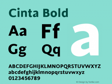 CintaRegular-Bold Version 1.000 Font Sample