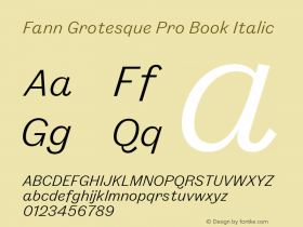 Fann Grotesque Pro Book Italic Version 1.002图片样张