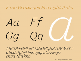 Fann Grotesque Pro Light Italic Version 1.002图片样张