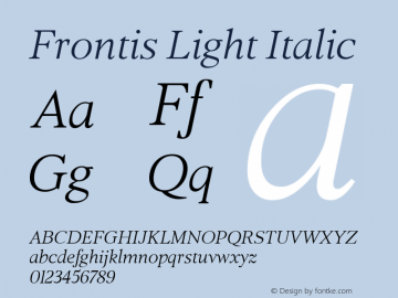 Frontis-LightItalic Version 1.000 | wf-rip DC20190630图片样张