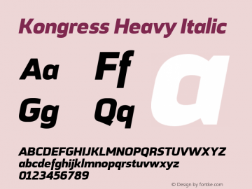 Kongress-HeavyItalic Version 1.000 | wf-rip DC20190710 Font Sample