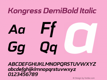 Kongress-DemiBoldItalic Version 1.000 | wf-rip DC20190710 Font Sample