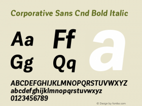 CorporativeSansCnd-BoldItalic Version 1.000;PS 001.000;hotconv 1.0.88;makeotf.lib2.5.64775图片样张