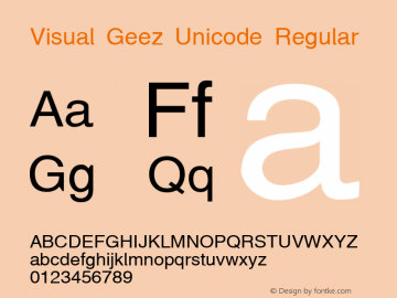 Visual Geez Unicode Regular Visual Geez Unicode, V1.0图片样张